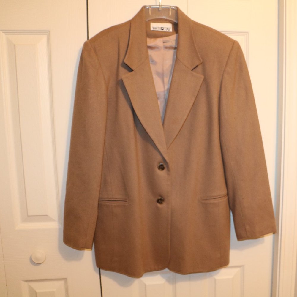 Vintage White Stage Women's Wool Blazer Size L